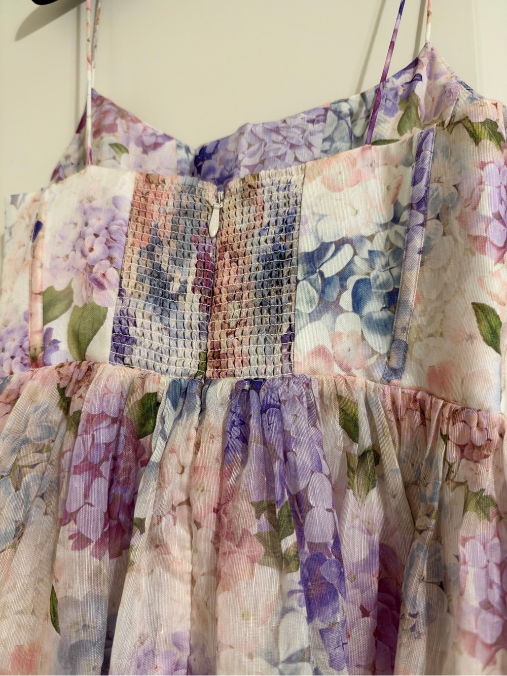 Zimmermann Pastel Floral Backless Midi Dress in Pink and Lavender linen size 2 - Picture 8 of 13